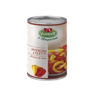 Peperoni rossi e gialli a filetti in aceto viander 18425